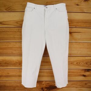 Gloria Vanderbilt Jeans High Rise Straight Womens 14 White Stretch Denim Cut-Off